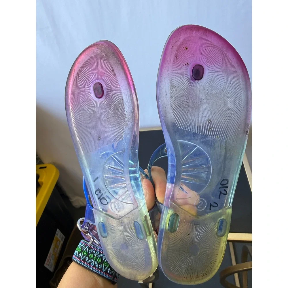 Michael Kors Kids Purple Ombre‎ Jelly Thong Sandals Buckle Strap Size 2